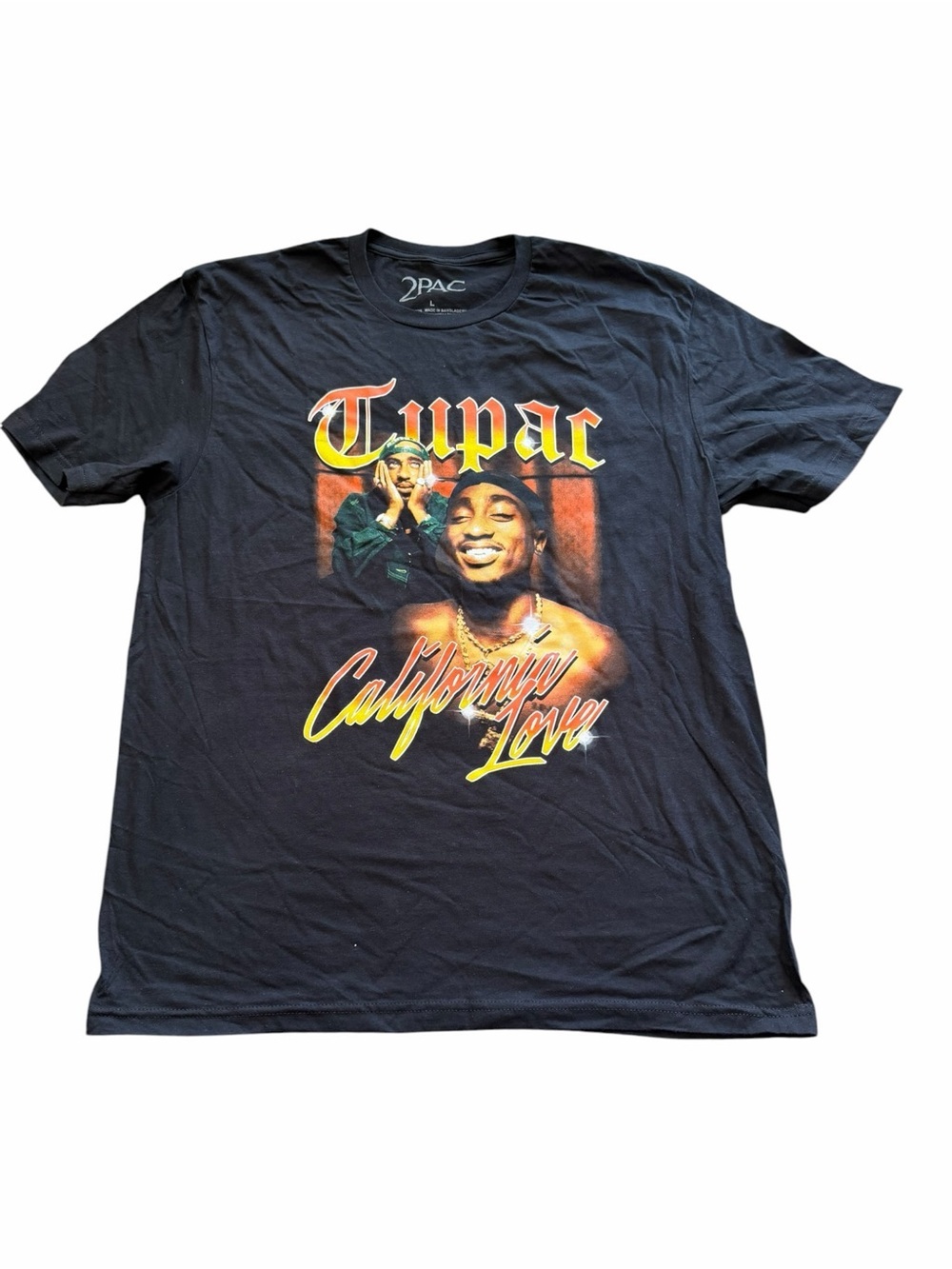 Tupac California Love T Shirt Black Graphic Rap Tee 2Pac Hip Hop Shirt Large NEW
